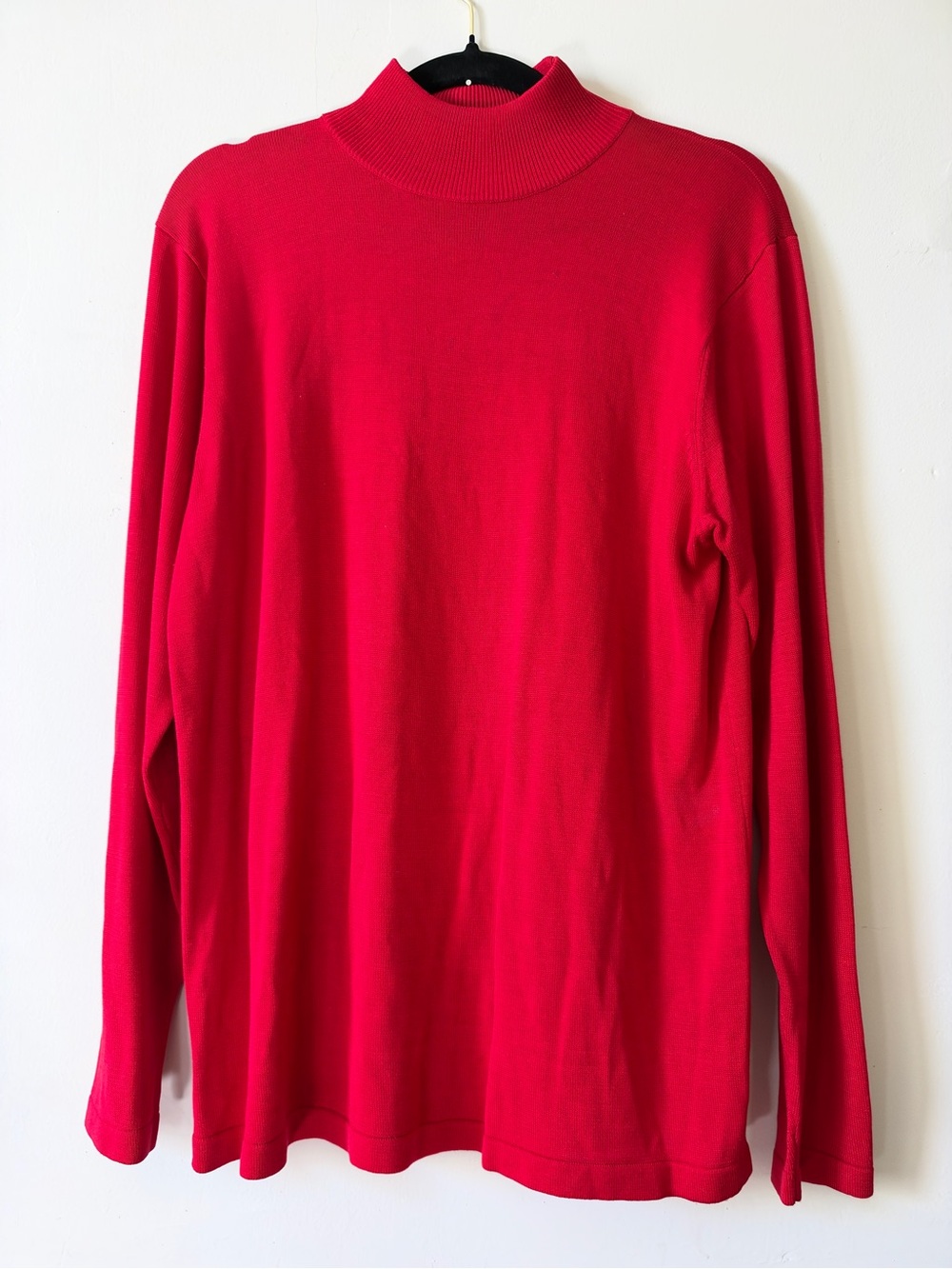 Valerie Stevens Pure Silk Mock Neck Knit Sweater Red Long Sleeve Vintage L